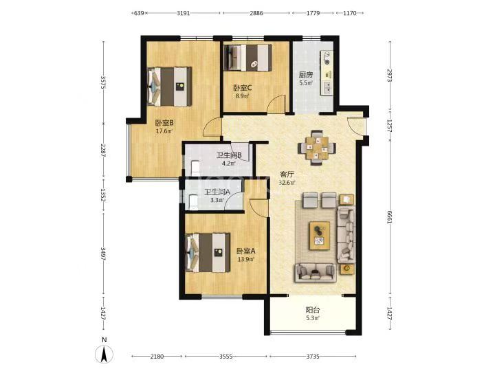 闵行区 金科新弘古北天御 3BR Shanghai Rental | ExpatHome